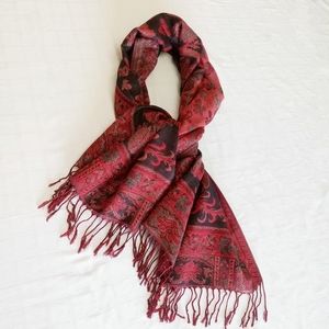 Red & Black Floral Scarf/Wrap